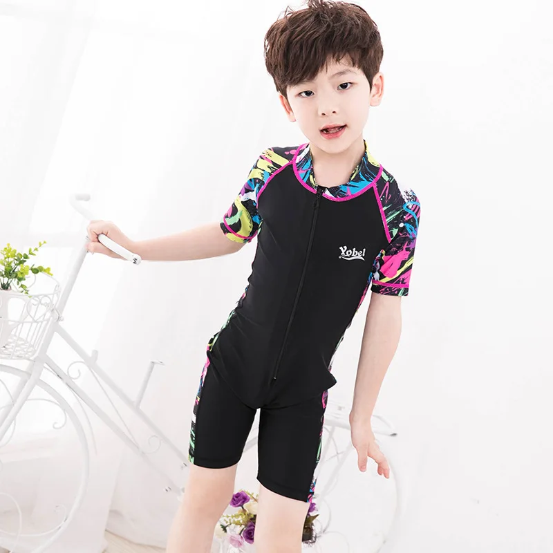 

Quick Dry One Piece Swimsuit for Kids Children Boys Swimwear Front Zipper UPF 50+ Rash Guards Beach Surf Bathing Swimming Suit