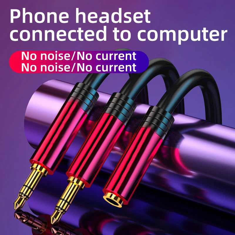 

2 in 1Conversion Mobile Phone Headset Splitter Adapter Wire For Computer Ear Phone Microphone Audio Cable