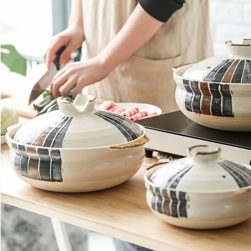 

Ceramic Casserole Japanese Stoneware Cookware Health Soup Pot Stew Pot Open Flame Heat-resistant Home Kitchen Supplies