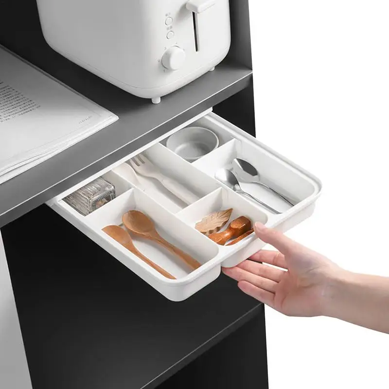 

Punch Free Storage Rack Box Invisible Drawer Kitchen Cutlery Bedroom Desk Sundry Organizer For Cosmetics Stationery Pen Holder