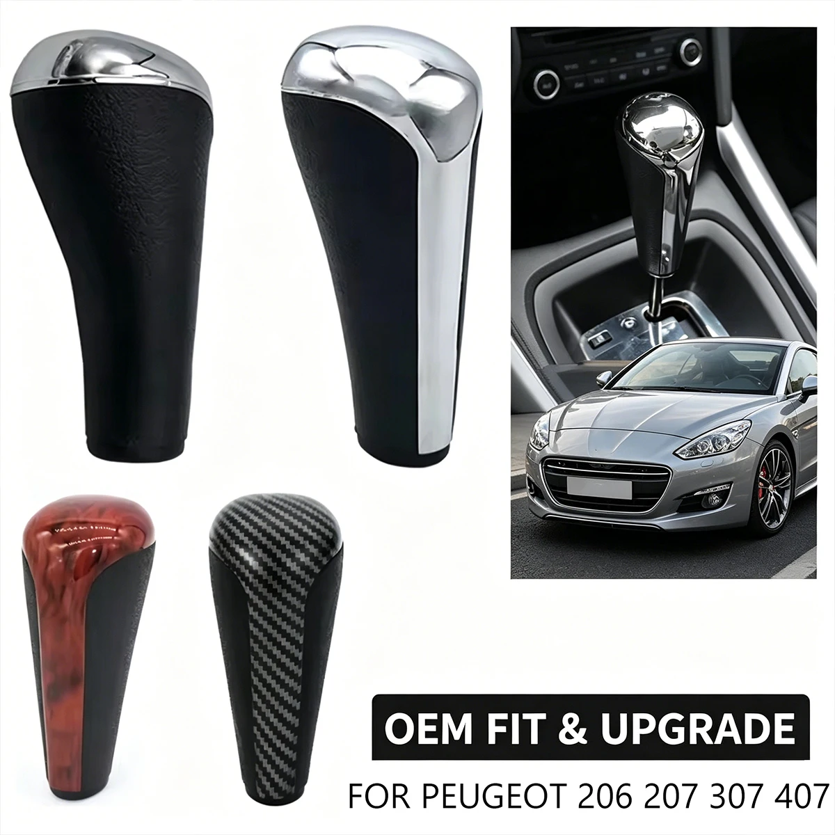 Фото Металлическая ручка переключения передач для Peugeot RCZ 301 308 408 607 3008 5008 - Алюминиевая ручка-рычаг КПП, противоскользящая, улучшенная замена №2