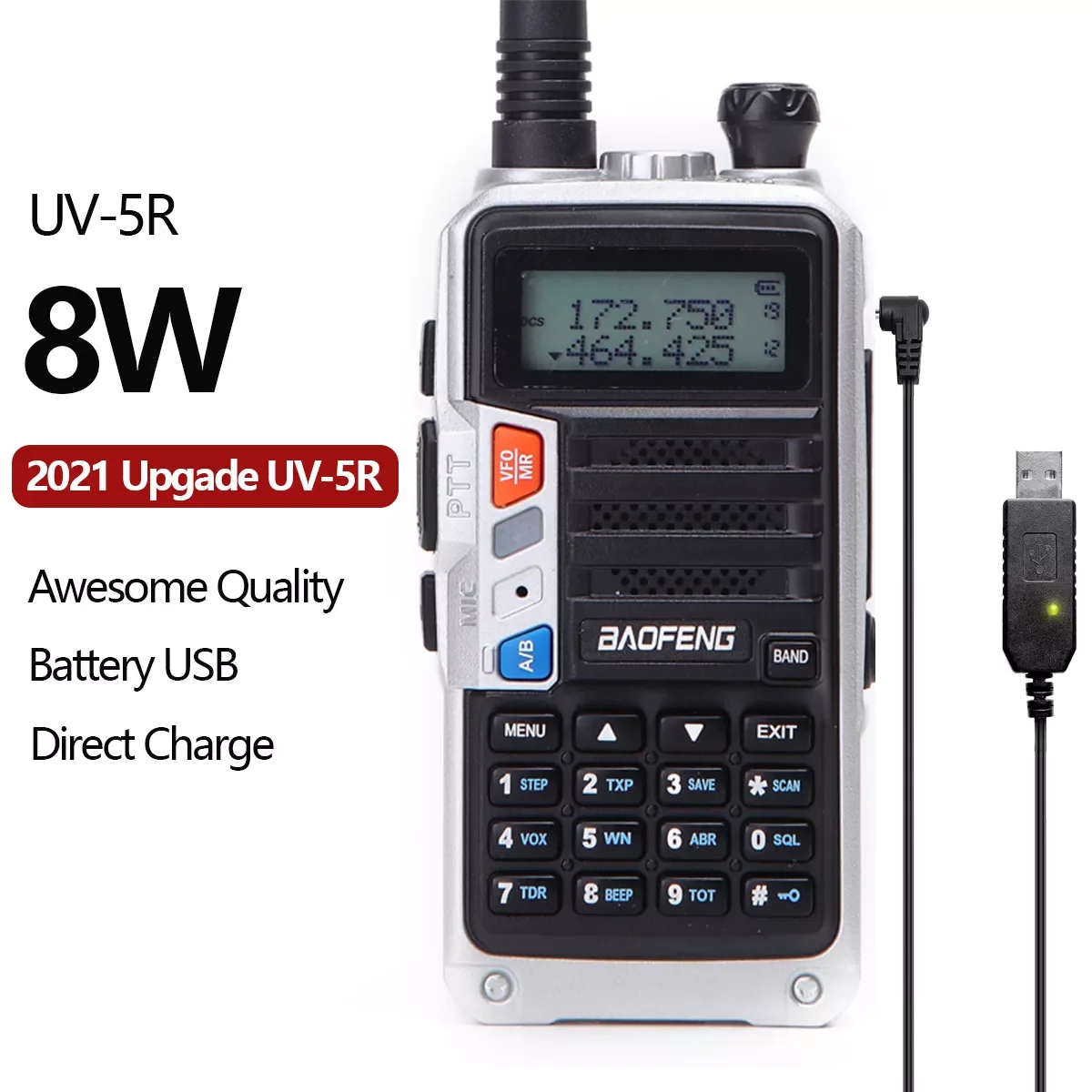 

UV-5R обновленная версия рация Двухдиапазонная UHF VHF CB радио приемопередатчик большой радиус действия 10 км портативное радио Hunt City