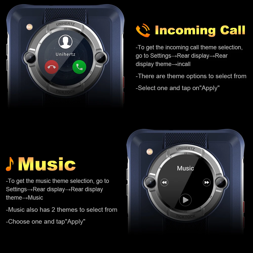 Unihertz Tick Tock E Phones Smartphones Android 12 Dual Screen Cellphone Music Watch Alarm Clock Incoming Call Mobile Phones