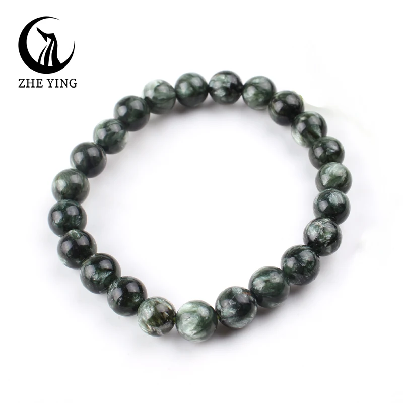 

New Seraphinite Beaded Bracelets Natural Healing Energy Bangle Elastic Rope Crystal Gemstone Bracelet Gift For Women Men Jewelry