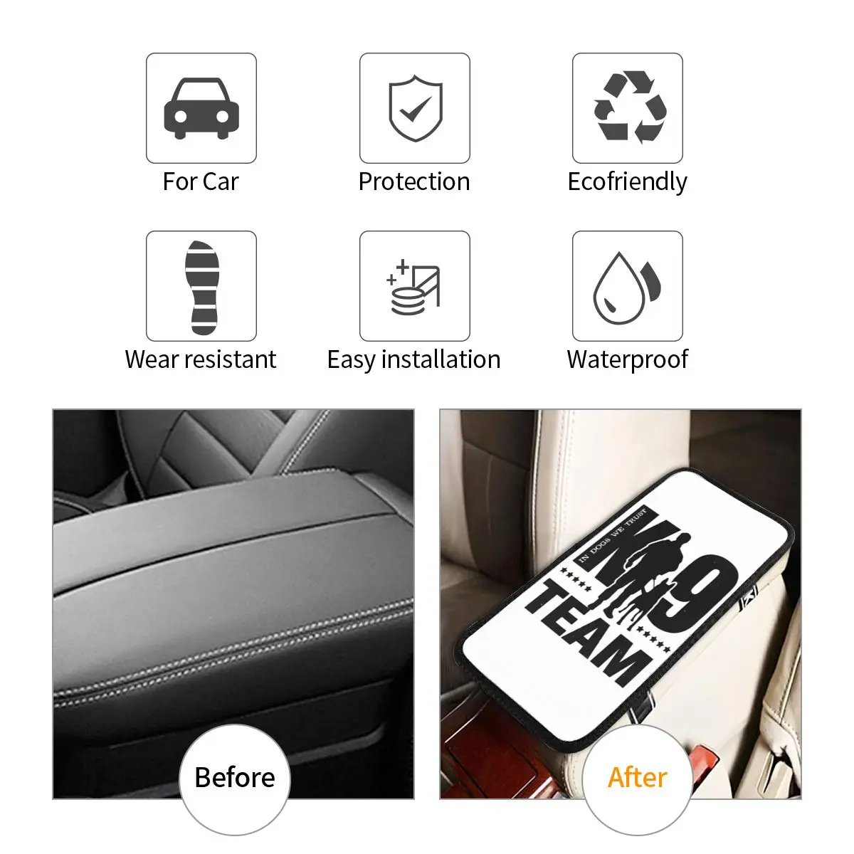 Чехол-подлокотник для автомобиля K9 Unit Team кожаный защитный коврик центральной