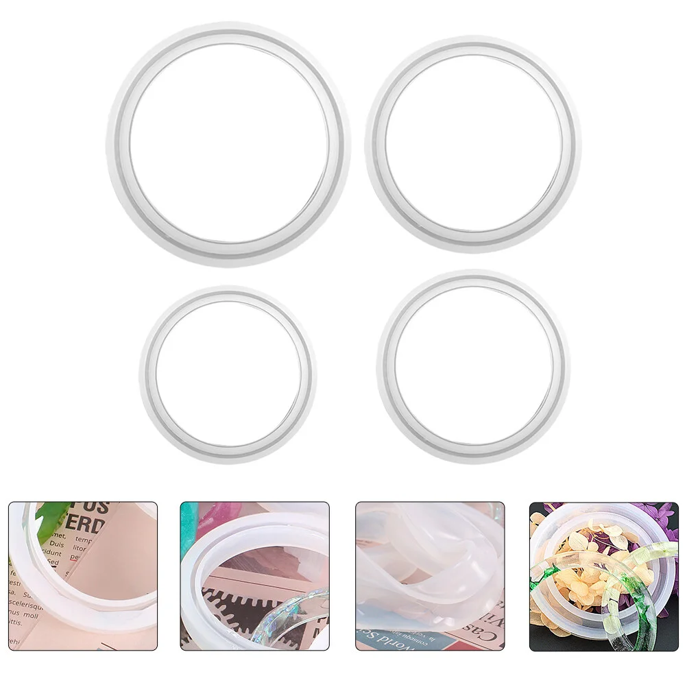 

4 Pcs Round Silicone Molds Bracelet Bracelets Casting Cuff 9.5X9.5cm Bangle Mould Crystal Epoxy Silica Gel DIY