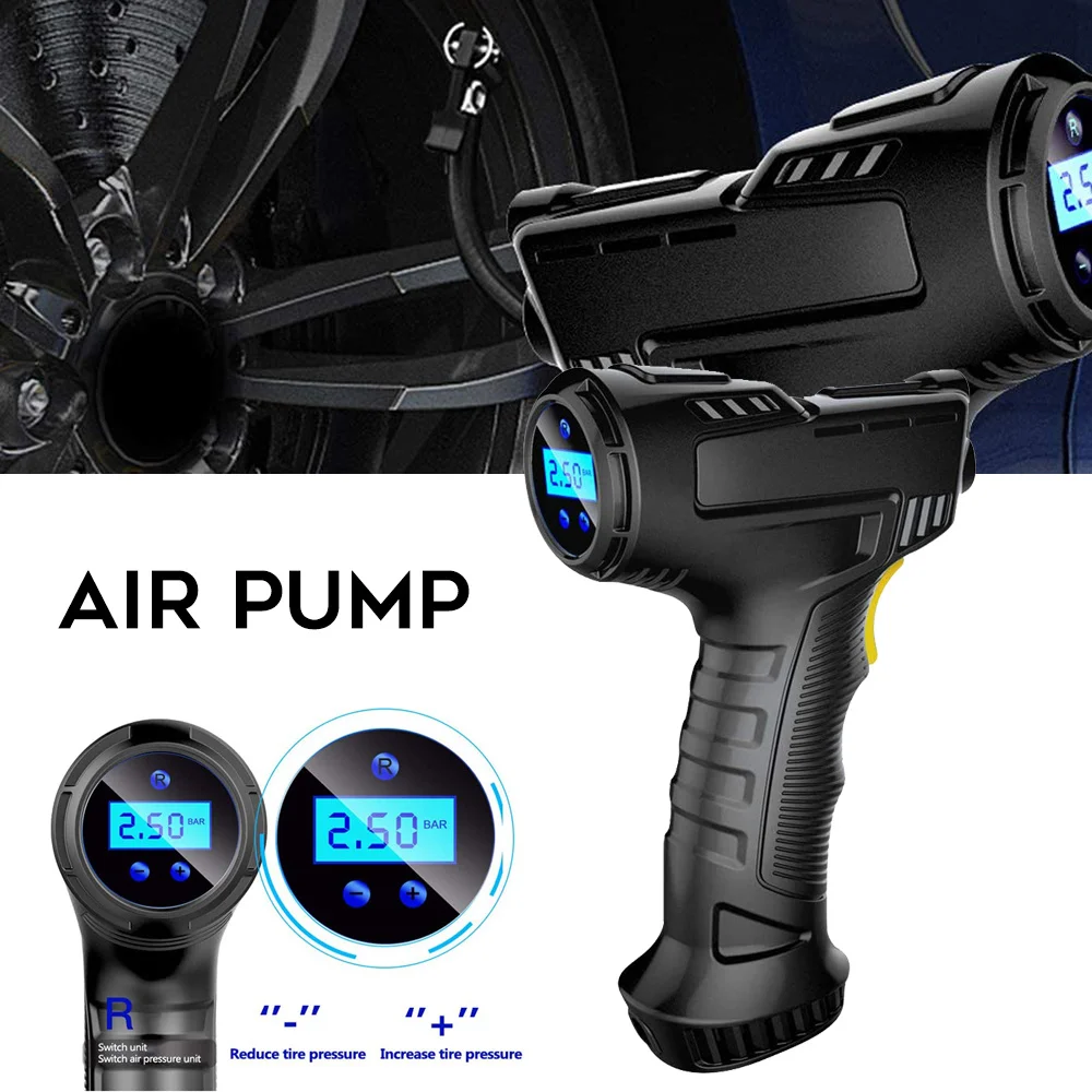 

Car Air Compressor 100W Rechargeable Wireless Inflatable Pump Portable Air Pump Automatic Charging Stopping Car Tyre Inflator