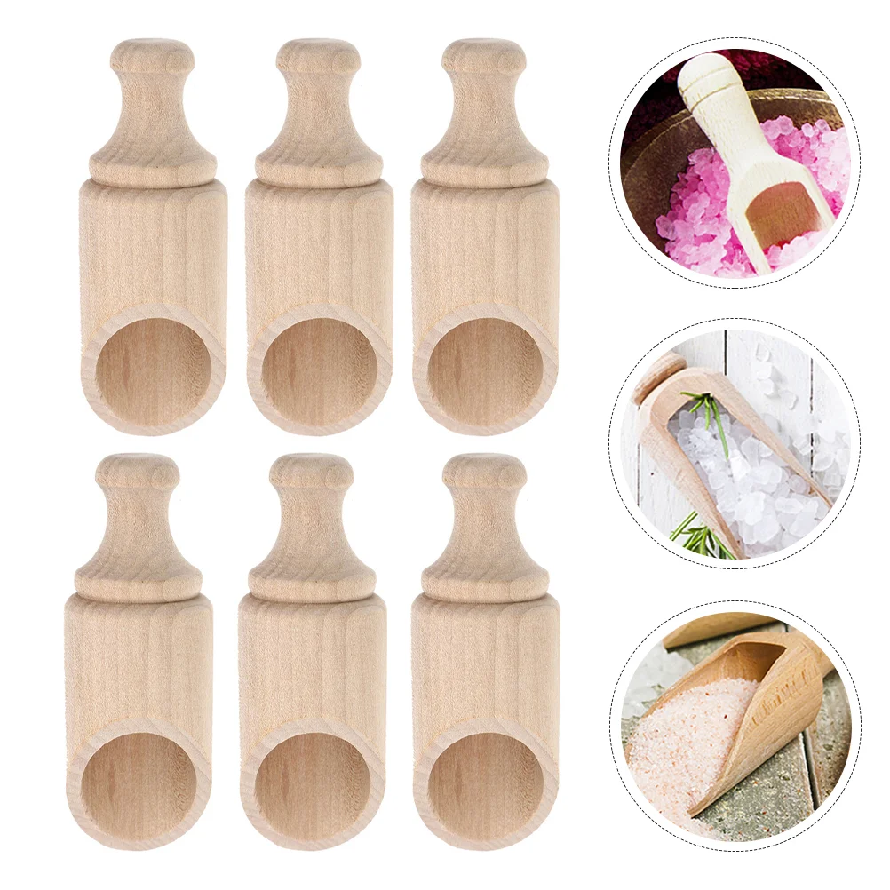 

6pcs Portable Wooden Salt Spoons Kitchen Condiment Spoons Powder Spoons