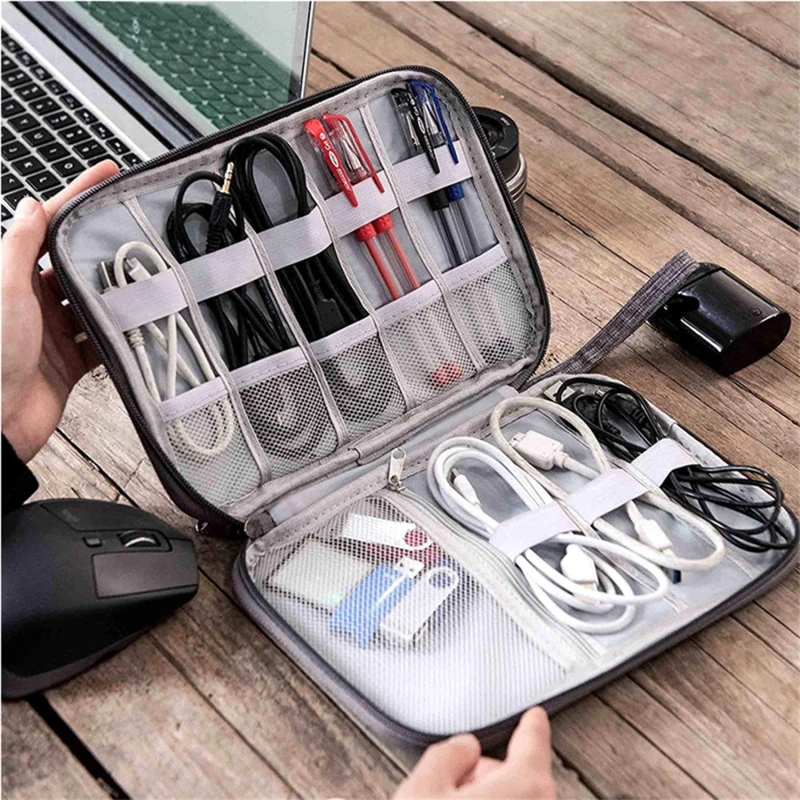 

Single Layer Storage Bag Data Cable Charger Organizer Portable Headphone Organization Pouch Multifunctional Home Travel Bag