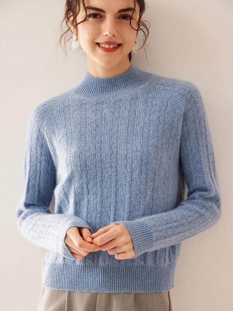 24 осенне-зимний новый кашемировый свитер с полувысоким воротником женский