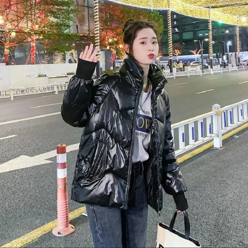 2021 Student Winter Jacket High Quality Stand-callor Coat Women Red Black Fashion Jackets Warm Woman Xmas Clothing Casual Parkas