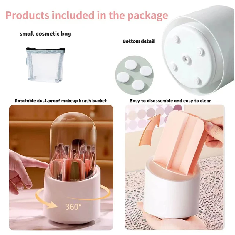 Большой объем 360 Вращающаяся Кисть для макияжа Ведерко хранения карандаш бровей
