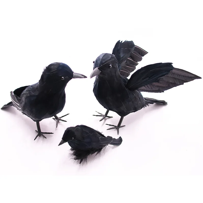

Simulation Crow Halloween decoration Little Crow Black Feather Crow Ornament Model Holiday Supplies