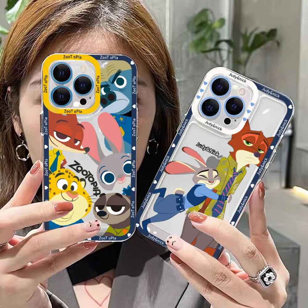 

Disney zooTopIa Phone Case For iPhone 14 13 12 Mini 11 Pro Max X XR XS 7 8 SE 2020 Plus Soft Silicone Transparent Cover
