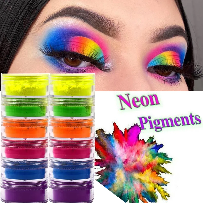 

6 Colors Eyeshadow Powder Matte Nude Waterproof Long Lasting Neon Pigment Colorful Nail Art Powder Easy To Wear Eyes Makeup tool