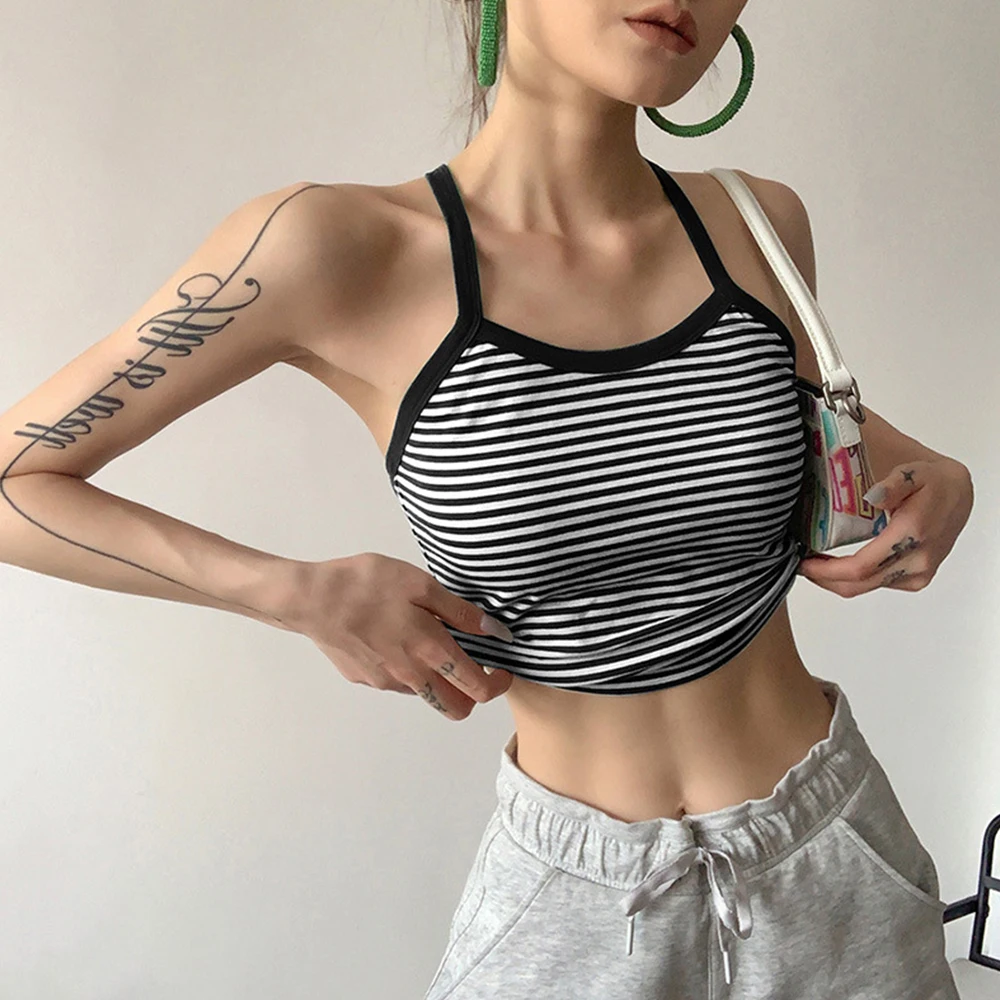 

Женский летний облегающий топ на бретелях с открытой спиной