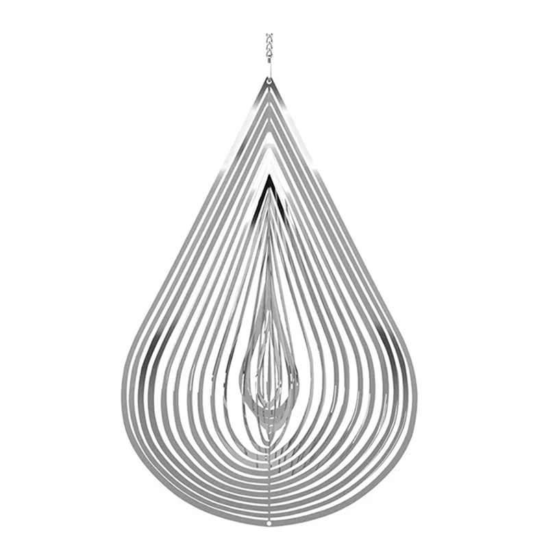 

Wind Spinner Water Drop-Shaped Stainless Steel 3D Flowing Light Effect Decoration For Outdoor Garden