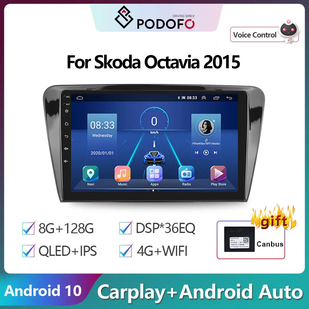 

Автомагнитола Podofo для Skoda Octavia, стерео-система на Android 10, без DVD, с видеоплеером, GPS Навигатором, для Skoda Octavia, 2015