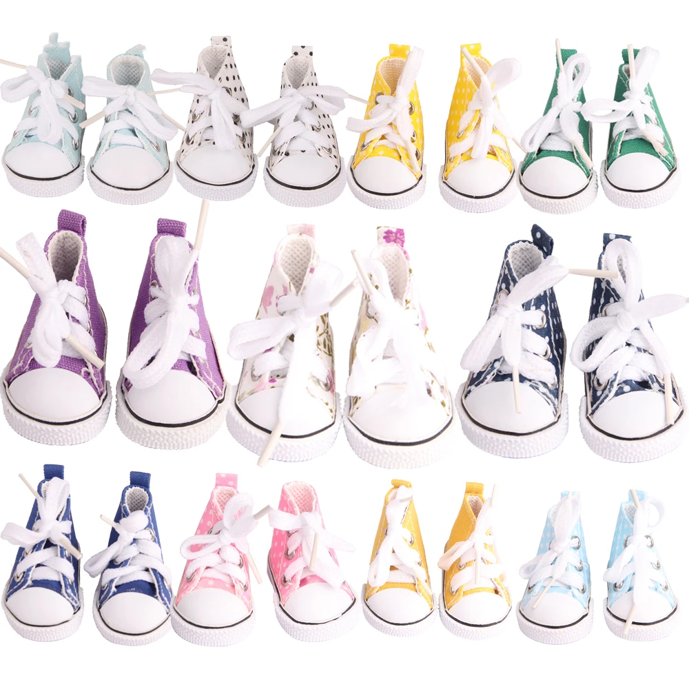 

5cm Canvas Shoes For EXO Blyth Doll Hand Made 12 Colors Dot Mini Canvas Shoes Sneakers For DIY Cotton Russia Doll Girl Best Gift