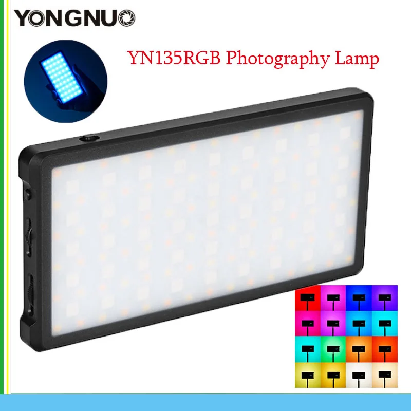 Enlarge YONGNUO YN135 Pocket RGB Video LED Light Photography Lamp 3200-5600K OLED Screen Cold Shoe YN135 RGB Camera lamp Lighting Lamp