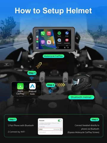Портативный GPS-навигатор для BMW, 7-дюймовый мотоциклетный навигатор, беспроводной CarPlay Android Auto с Bluetooth Ipx7, водонепроницаемый HD IPS