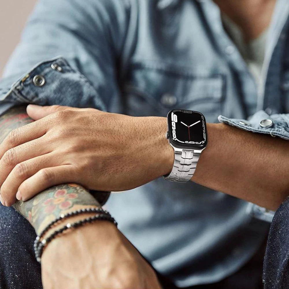 Men Stainless Steel Band for Apple Watch Strap Ultra 49mm 8 7 41 45mm Luxury Link Bracelet for IWatch 6 5 4 Se 44mm Accessories