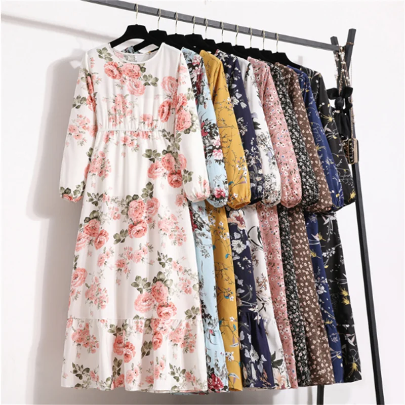 

Summer Dress Women 2022 Floral Casual Long Dresses Maxi Dresses For Women Long Sleeve Elegant Evening Boho Beach Dress Bohemian