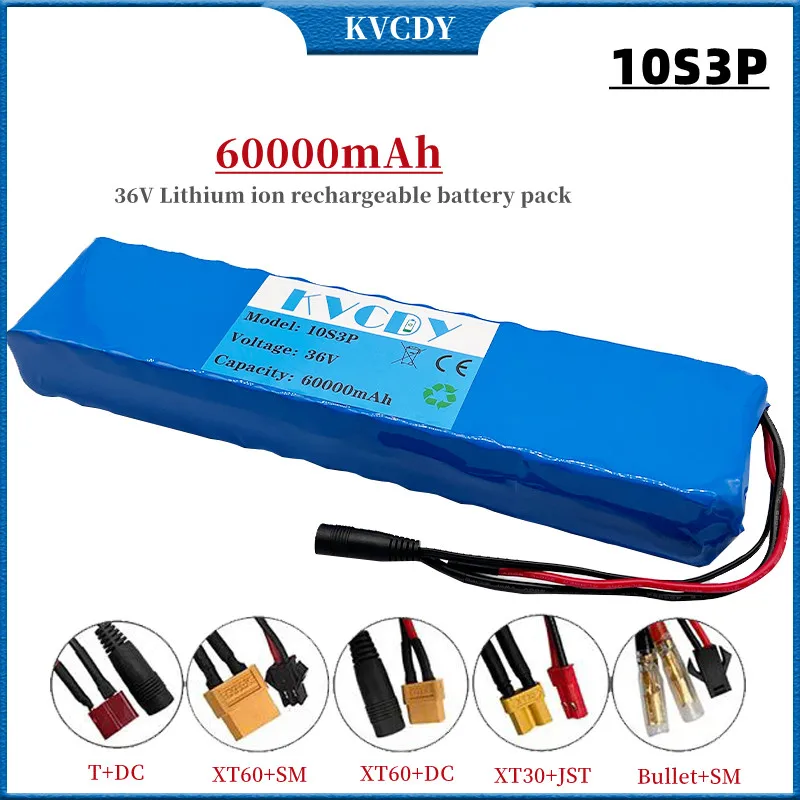 

KVCDY 10S3P 36V 60Ah Battery ebike battery pack 18650 Li-Ion Batteries 350W For High Power electric scooter Motorcycle Scooter