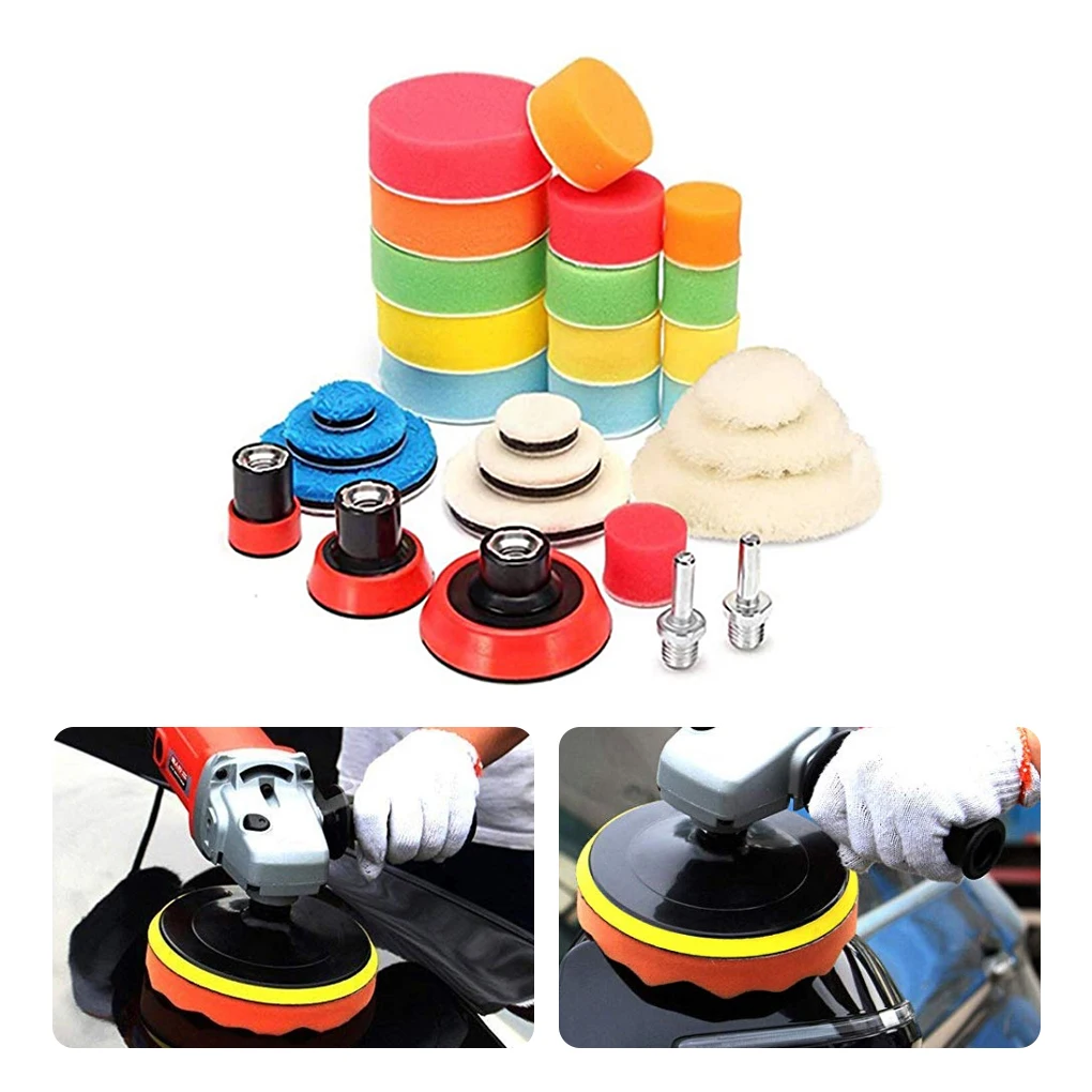 

Pack of 29 Car Polishing Pad Automotive Waxing Buffing Discs Reusable Furniture Cleaning Detailing Wheels Accessories