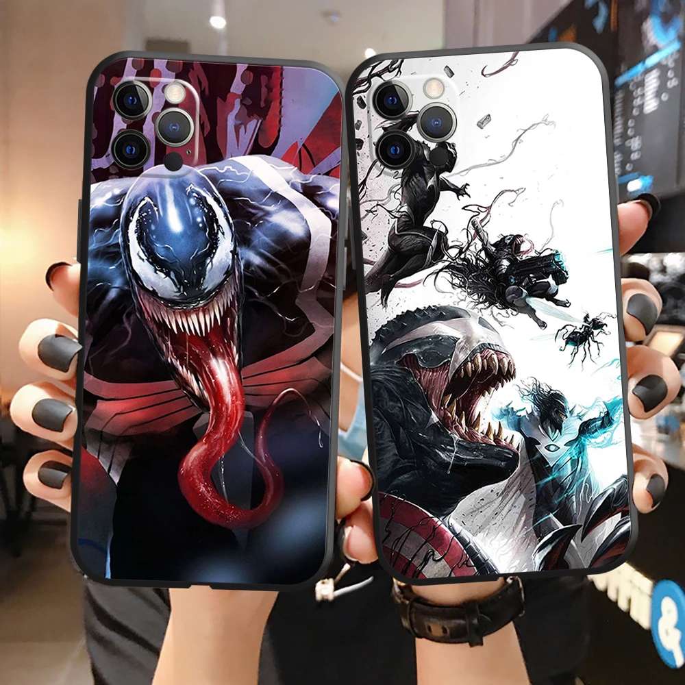 

Marvel Legends Venom Black Phone Case For Apple iPhone 13 12 11 Pro Mini X XR XS Max 6 6S 7 8 Plus Shockproof Soft Back Cover