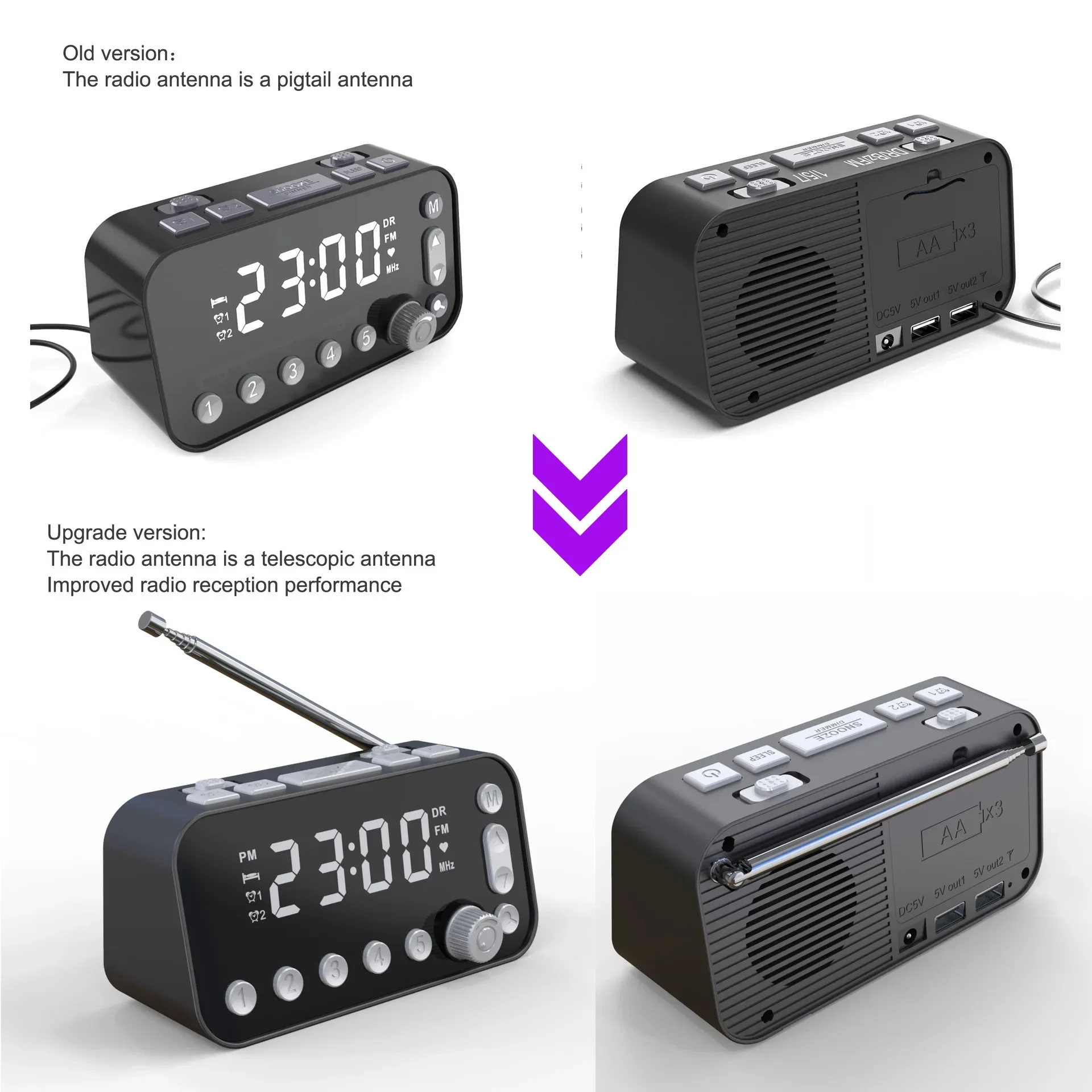 Цифровой будильник с двумя Usb-портами и ЖК-дисплеем