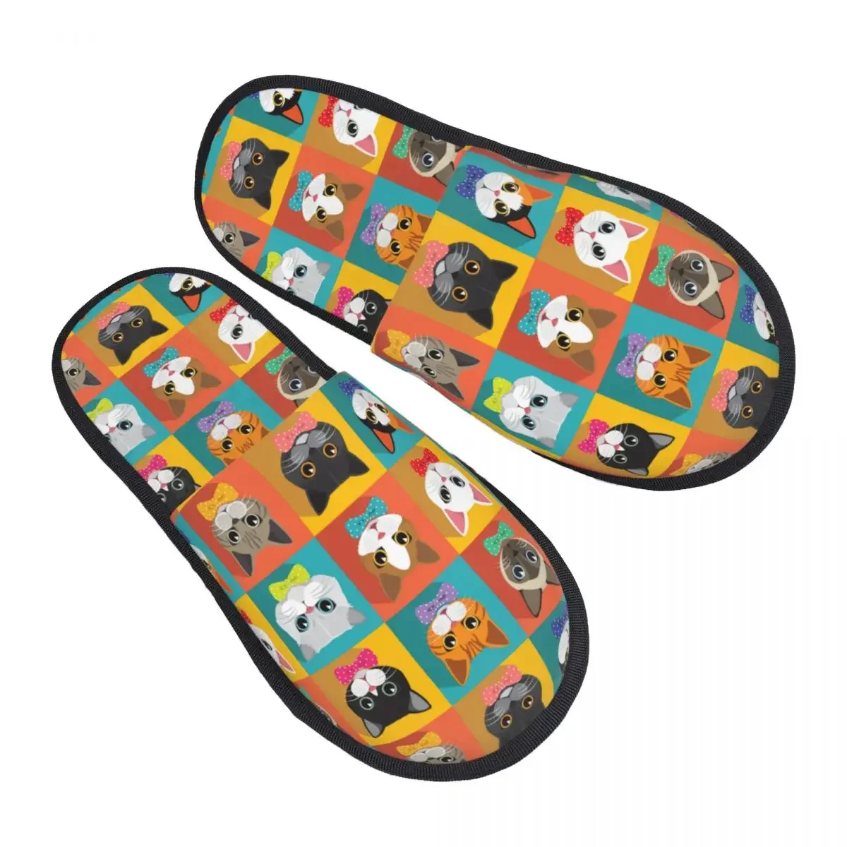 Забавные женские кошачьи головки с принтом на заказ Домашние тапочки узором