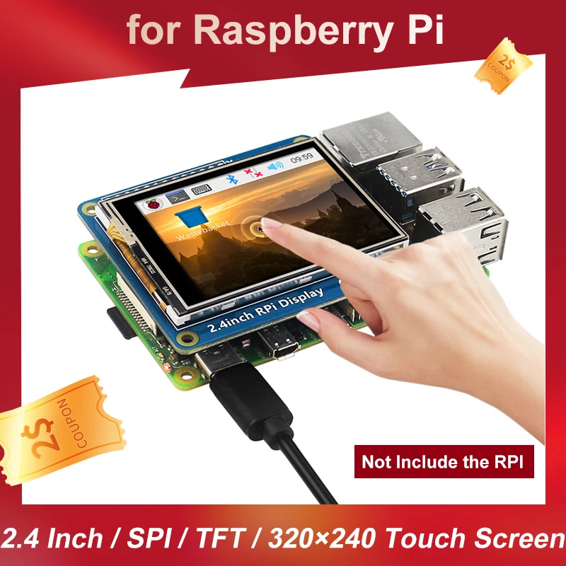 

2.4 Inch Raspberry Pi Touch Screen SPI Interface TFT LCD 320×240 Pixel Display LED Backlight for Raspberry Pi 4B 3B+ Zero 2 W