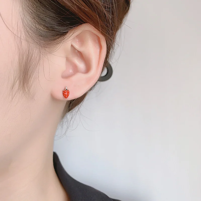 Шикарные Серьги-гвоздики В Форме Красной Клубники Для Женщин И Девочек Ювелирные