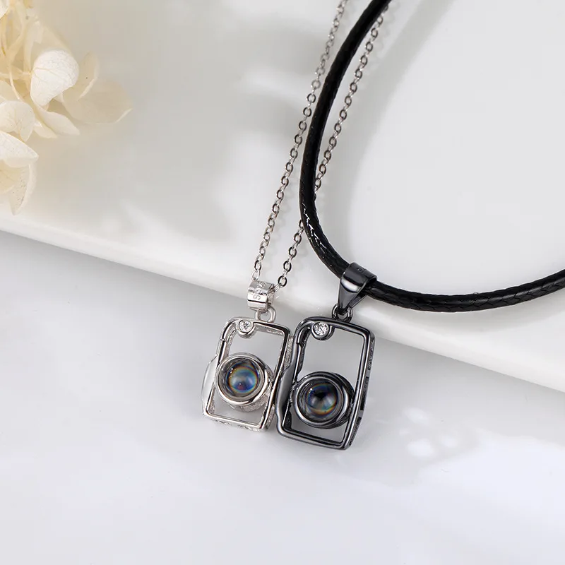 Couple S925 Silver Camera Projection Necklace Customized Photo Necklaces Photo Custom Jewelry Pet Lover Family Memory Keepsake