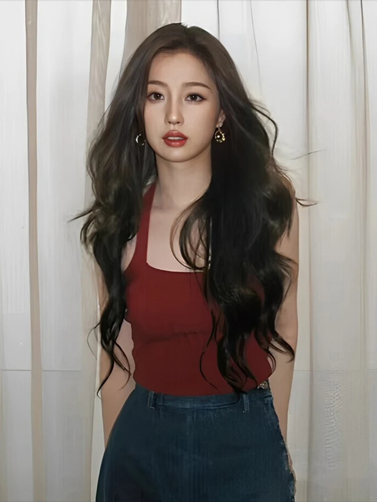 Yu Shuxin Same Sle сексуальный красный маленький жилет на бретельках женская летняя