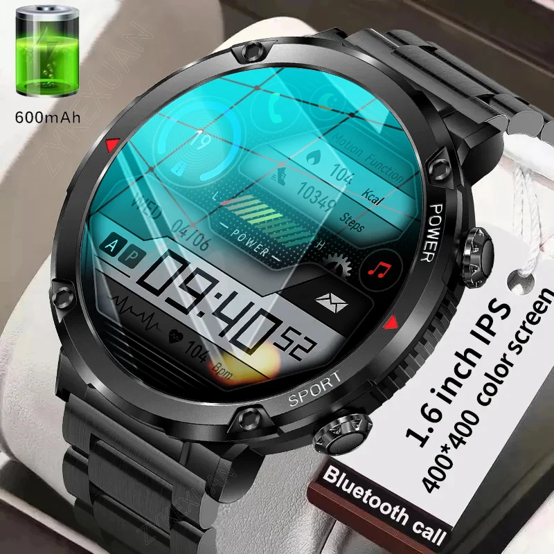 

New Smart Watch Men Military Outdoor Sports Smartwatch Men Bluetooth Call Clock 1.6 Inch 600 MAh Battery IP68 Waterproof Watches