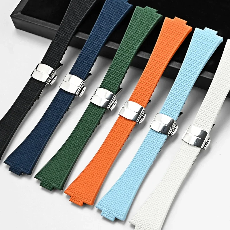 Ремешок из фторкаучука для Tissot PRX Powermatic с пряжкой-бабочкой мужской спортивный