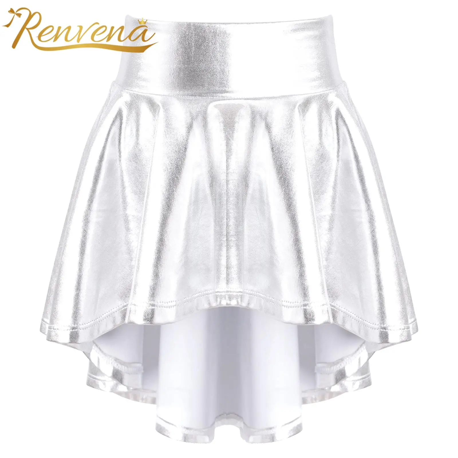 

Kids Girls Ballet Dance Skirt Children Shiny Metallic Mini Skirt for Dancing Latin Jazz Dance Coatume Performance Dancewear