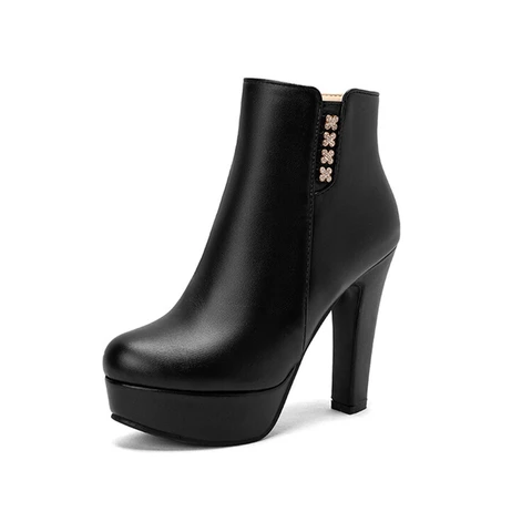 BLXQPYT женские ботильоны 2022 пикантные женские кожаные короткие Ботинки на каблуке Свадебная обувь для вечеринки на платформе женская обувь 33-62