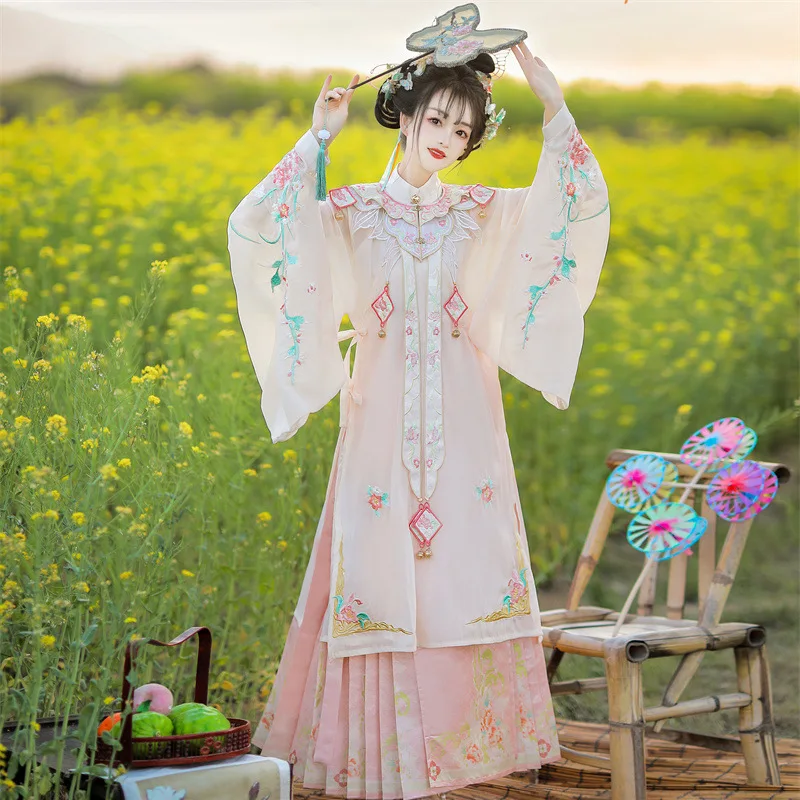 Hanfu женская новинка 2024 весенне-летняя улучшенная юбка-лошадь китайский ветер