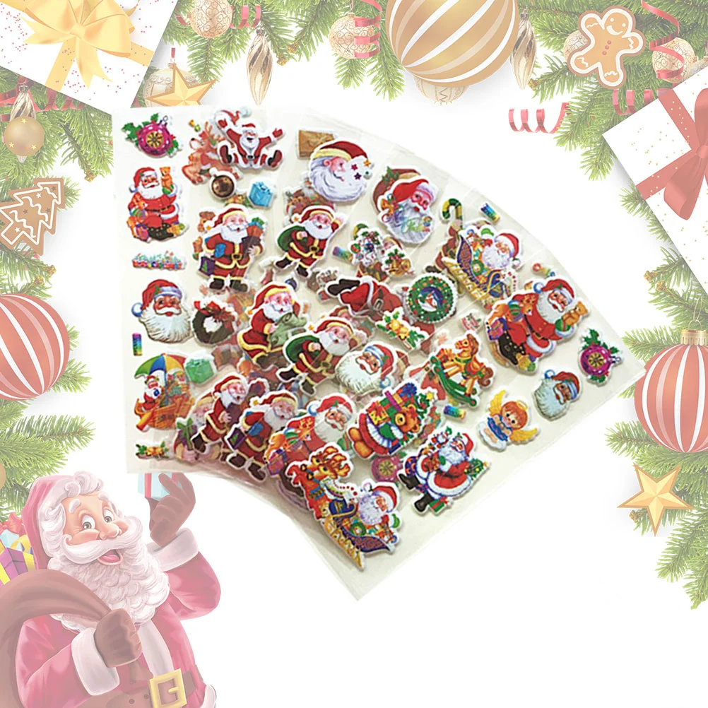 

24 Sheets 3D Bubbles Stickers Cartoon Stickers Santa Children Sticky Decals for Mobile Phone Diary Mixed Pattern (6 Patterns)