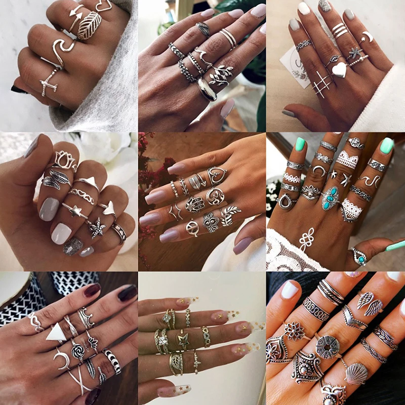 

Gothic Rings Sets For Women Trendy Aesthetic Y2K Lots Jewelry New In Accessories Gift Sent Free Shipping