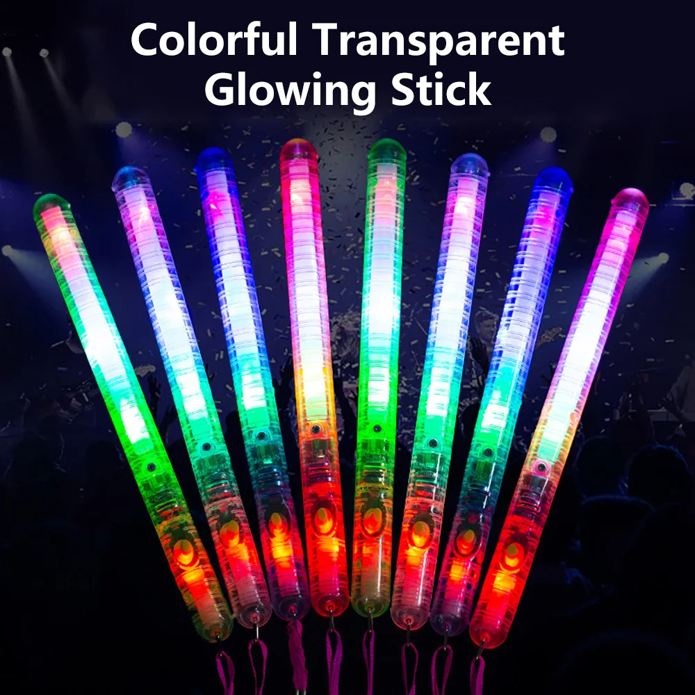 

Flashing LED Wand Sticks Glowing Cheer Wands Colorful Light Up Wands with Lanyards for Music Concert Party Favor Battery Powered