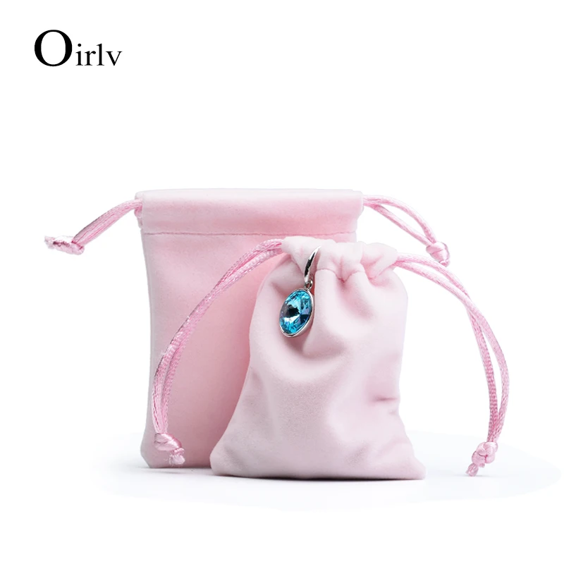50pcs Oirlv Jewelry Drawstring Bag Custom Logo Gift Bags Velvet Drawstring Pouch Bag Korean Rope Portable Jewelry Drawstring Bag