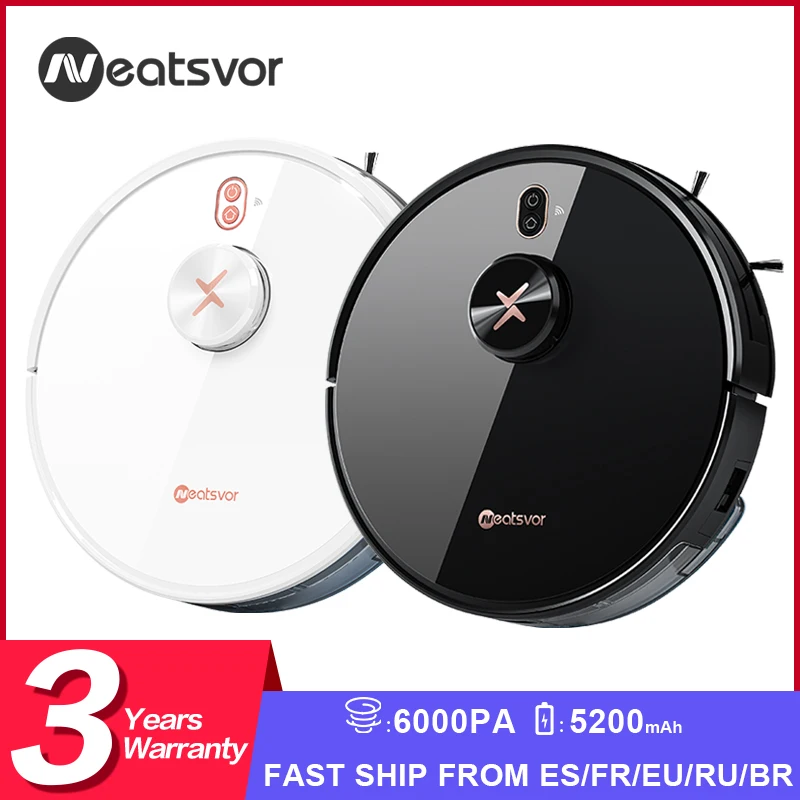  NEATSVOR X600pro Pобот-пылесос с LDS, 6000Па, 5200 мАч, пылесос для дома с влажной и сухой уборкой, управление с приложения, виртуальная стена приложения, очистка точки останова, площадь очистки, черный, белый