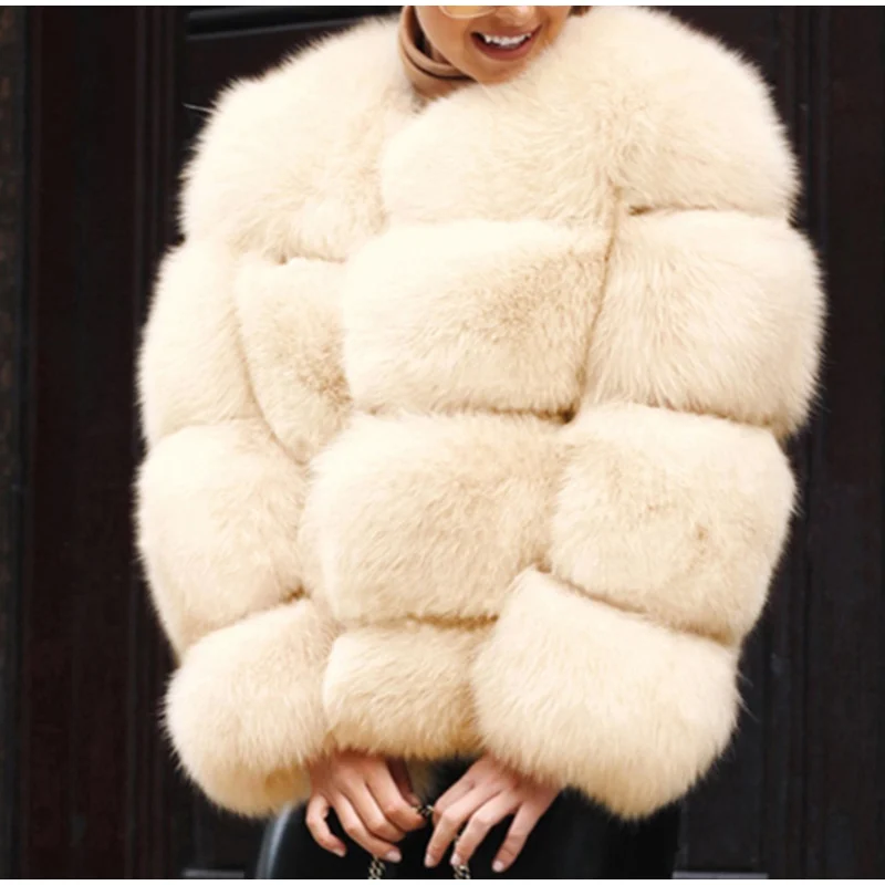 Women Winter Fluffy Fur Coats New Fashion Pink Faux Fur Coat Elegant Thick Warm Outerwear Fake Fur Jacket Chaquetas Mujer