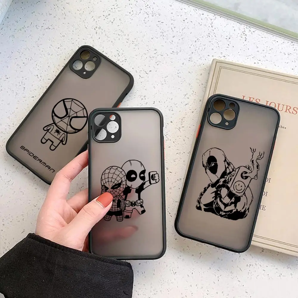 

Funny Deadpool Spider-man Case For iPhone 13 12 11 14 Pro Max SE XR XS 7 8 Plus Silicone Clear Matte Cover Cartoon Marvel Fundas