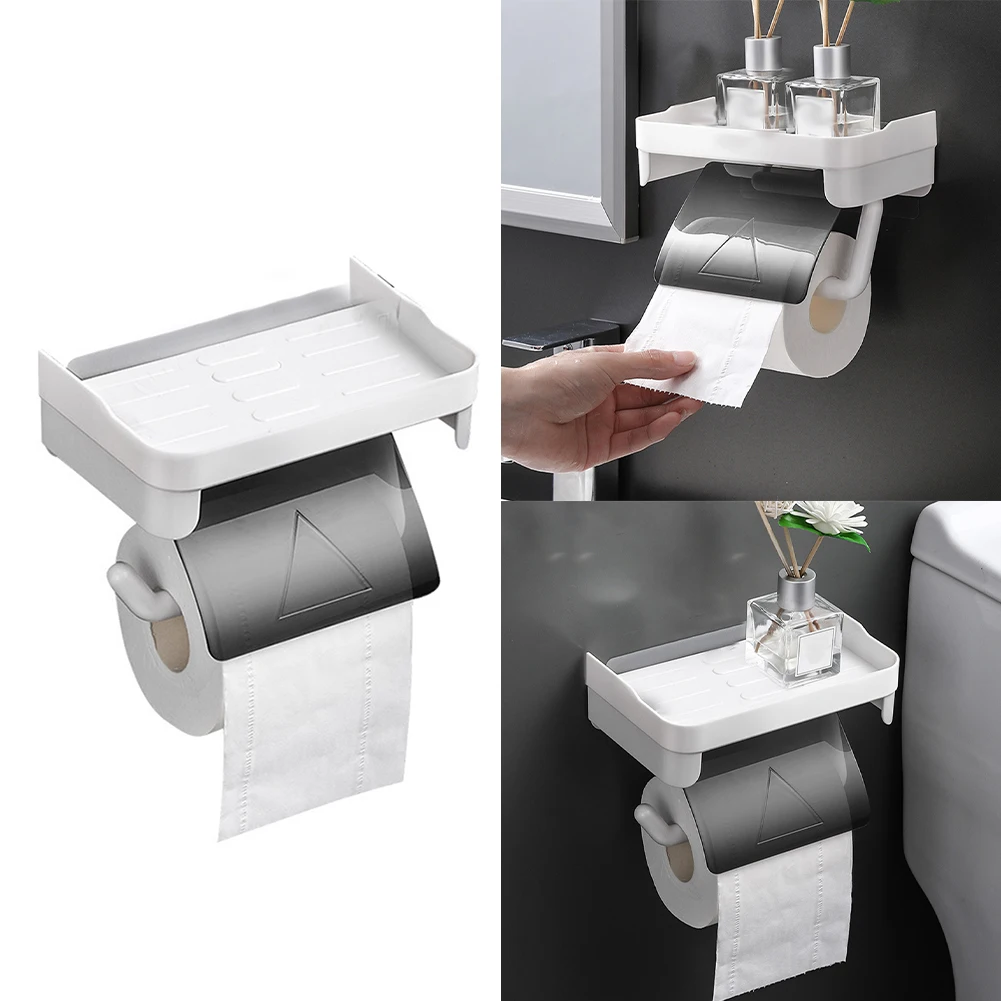 

Wall Mount Toilet Paper Holder Bathroom Tissue Accessories Holders Self Adhesive Punch Free Kitchen Roll Paper Accessories