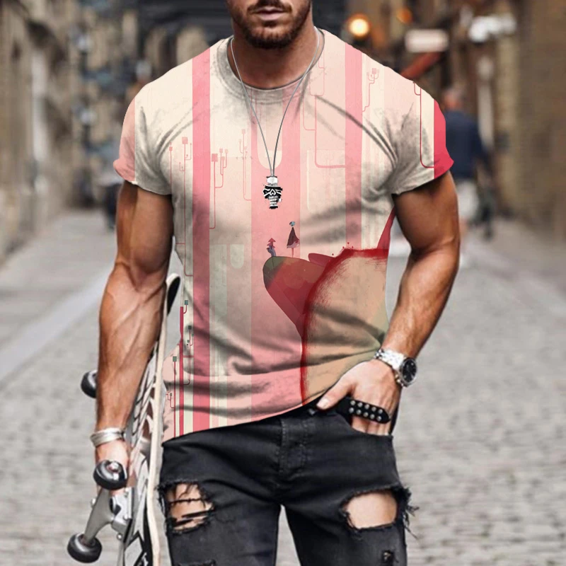 

Summer Men's T-Shirt Oversized Sportwear Casual Fashion Clothing High-quality Streetwear Hip Hop 3D Printed Outdoor Tops&Tees